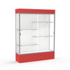 Spirit  60''W x 80''H x 16''D  Lighted Floor Case, White Back, Satin Finish, Red Base and Top - Waddell