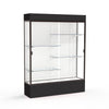 Spirit  60''W x 80''H x 16''D  Lighted Floor Case, White Back, Dk. Bronze Finish, Black Base and Top - Waddell