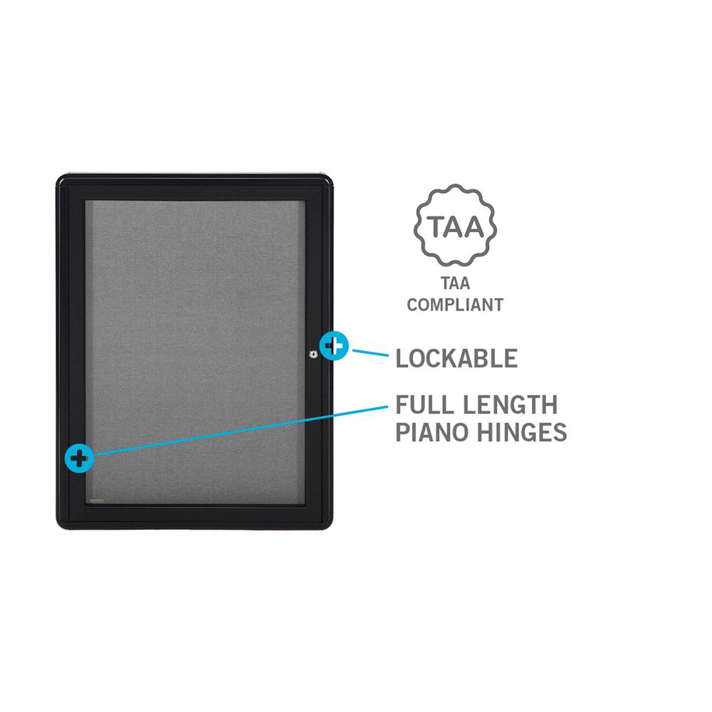 34''x47'' 2-Door Ovation Black Fabric Bulletin Board - Black Frame - Ghent