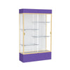 Spirit  48''W x 80''H x 16''D  Lighted Floor Case, White Back, Champagne Finish, Purple Base and Top - Waddell
