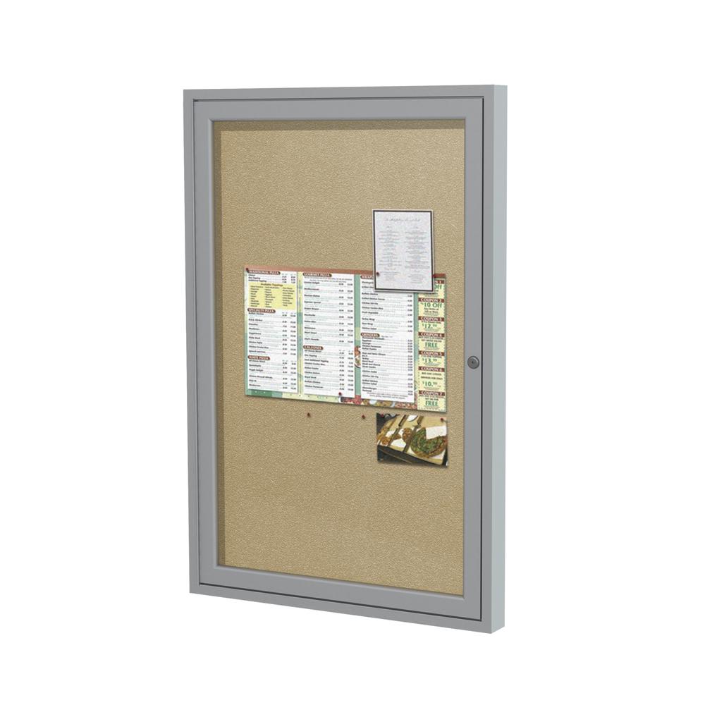 Ghent 1 Door Enclosed Vinyl Bulletin Board with Satin Frame, 3'H x 2'W, Caramel