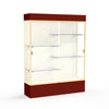 Spirit  60''W x 80''H x 16''D  Lighted Floor Case, Plaque Back, Champagne Finish, Maroon Base and Top - Waddell