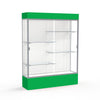 Spirit  60''W x 80''H x 16''D  Lighted Floor Case, White Back, Satin Finish, Kelly Green Base and Top - Waddell
