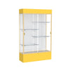 Spirit  48''W x 80''H x 16''D  Lighted Floor Case, White Back, Champagne Finish, Goldenrod Base and Top - Waddell