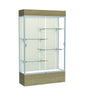 Reliant   48''W x 80''H x 16''D  Lighted Floor Case, Plaque Back, Satin Finish,  Driftwood Base - Waddell