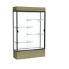 Reliant   48''W x 80''H x 16''D  Lighted Floor Case, White Back, Dk. Bronze Finish,  Driftwood Base - Waddell