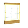 Reliant   60''W x 80''H x 16''D  Lighted Floor Case, White Back, Champagne Finish,  Natural Oak Base - Waddell