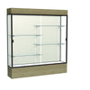 Reliant   72''W x 80''H x 16''D  Lighted Floor Case, Plaque Back, Dk. Bronze Finish,  Driftwood Base - Waddell