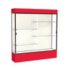 Spirit  72''W x 80''H x 16''D  Lighted Floor Case, Plaque Back, Dk. Bronze Finish, Red Base and Top - Waddell