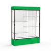 Spirit  60''W x 80''H x 16''D  Lighted Floor Case, White Back, Dk. Bronze Finish, Kelly Green Base and Top - Waddell
