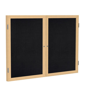 36''x60'' 2-Dr Wood Fr Oak Finish Enclsd Recycled Rubber Bulletin Board - Black - Ghent