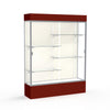 Spirit  60''W x 80''H x 16''D  Lighted Floor Case, Plaque Back, Satin Finish, Maroon Base and Top - Waddell