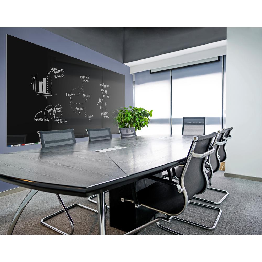 Ghent Aria 3'H x 4'W Magnetic Glass White Board, Gray Surface, Horizontal, 4 Rare Earth Magnets, 4 Markers and Eraser