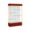 Spirit  48''W x 80''H x 16''D  Lighted Floor Case, White Back, Champagne Finish, Maroon Base and Top - Waddell