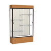 Reliant   48''W x 80''H x 16''D  Lighted Floor Case, Plaque Back, Dk. Bronze Finish,  Carmel Oak Base - Waddell