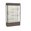 Reliant   48''W x 80''H x 16''D  Lighted Floor Case, Plaque Back, Dk. Bronze Finish,  Walnut Vinyl Base - Waddell