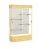 Reliant   48''W x 80''H x 16''D  Lighted Floor Case, Plaque Back, Champagne Finish,  Lt. Oak Vinyl Base - Waddell