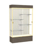 Reliant   48''W x 80''H x 16''D  Lighted Floor Case, Plaque Back, Champagne Finish,  Walnut Vinyl Base - Waddell