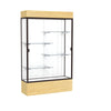 Reliant   48''W x 80''H x 16''D  Lighted Floor Case, White Back, Dk. Bronze Finish,  Lt. Oak Vinyl Base - Waddell
