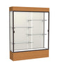 Reliant   60''W x 80''H x 16''D  Lighted Floor Case, Plaque Back, Dk. Bronze Finish,  Carmel Oak Base - Waddell