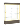 Reliant   60''W x 80''H x 16''D  Lighted Floor Case, White Back, Champagne Finish,  Walnut Vinyl Base - Waddell