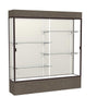 Reliant   72''W x 80''H x 16''D  Lighted Floor Case, Plaque Back, Dk. Bronze Finish,  Walnut Vinyl Base - Waddell