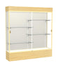 Reliant   72''W x 80''H x 16''D  Lighted Floor Case, Plaque Back, Champagne Finish,  Lt. Oak Vinyl Base - Waddell