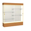 Reliant   72''W x 80''H x 16''D  Lighted Floor Case, Plaque Back, Champagne Finish,  Carmel Oak Base - Waddell