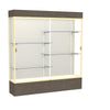 Reliant   72''W x 80''H x 16''D  Lighted Floor Case, Plaque Back, Champagne Finish,  Walnut Vinyl Base - Waddell