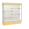 Reliant   72''W x 80''H x 16''D  Lighted Floor Case, Plaque Back, Satin Finish,  Lt. Oak Vinyl Base - Waddell