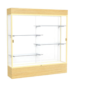 Reliant   72''W x 80''H x 16''D  Lighted Floor Case, White Back, Champagne Finish,  Lt. Oak Vinyl Base - Waddell