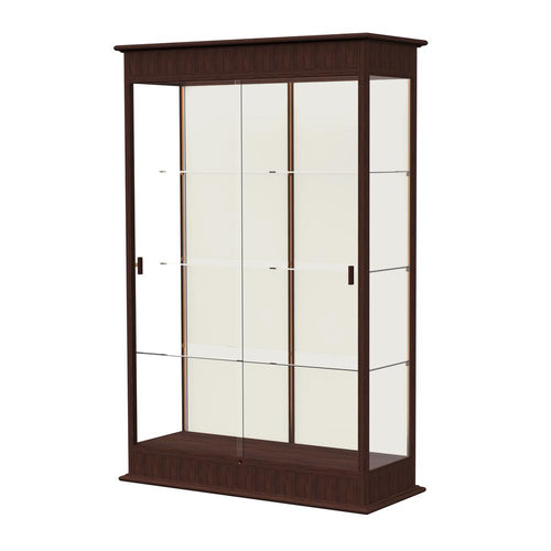 Varsity  48''W x 77''H x 18''D  Lighted Floor Case, Sliding Doors, Plaque Back, Espresso Finish - Waddell