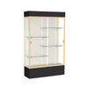 Spirit  48''W x 80''H x 16''D  Lighted Floor Case, Plaque Back, Champagne Finish, Black Base and Top - Waddell