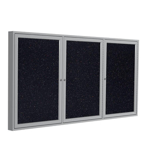 48''x72'' 3-Dr Satin Alum Fr Enclosed Recycled Rubber Bulletin Board - Confetti - Ghent