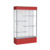 Spirit  48''W x 80''H x 16''D  Lighted Floor Case, White Back, Satin Finish, Red Base and Top - Waddell