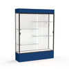 Spirit  60''W x 80''H x 16''D  Lighted Floor Case, White Back, Dk. Bronze Finish, Navy Base and Top - Waddell
