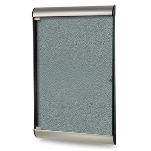 42⅛''x27¾'' 1-Dr Silhouette Encl Bulletin Bd, Satin/Blk Fr, Vinyl Fabric Stone - Ghent