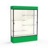 Spirit  60''W x 80''H x 16''D  Lighted Floor Case, Plaque Back, Dk. Bronze Finish, Kelly Green Base and Top - Waddell