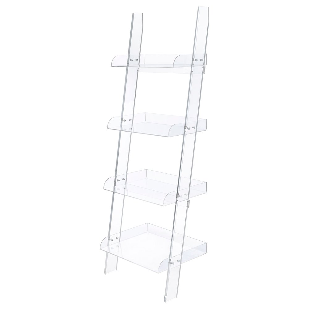 Amaturo 72-inch 4-shelf Acrylic Ladder Bookshelf Clear - Coaster Co. of America
