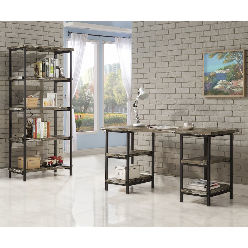 Kemper 59-inch 4-shelf Writing Desk Weathered Brown - Coaster Co. of America