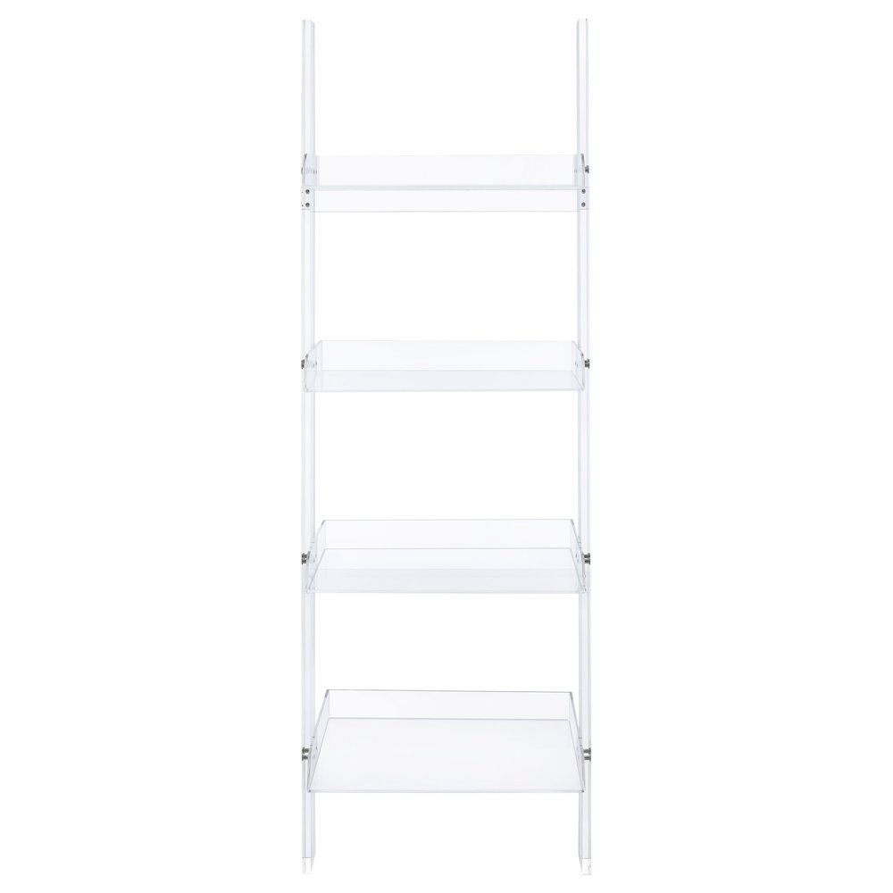 Amaturo 72-inch 4-shelf Acrylic Ladder Bookshelf Clear - Coaster Co. of America