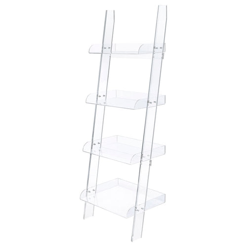 Amaturo 72-inch 4-shelf Acrylic Ladder Bookshelf Clear - Coaster Co. of America