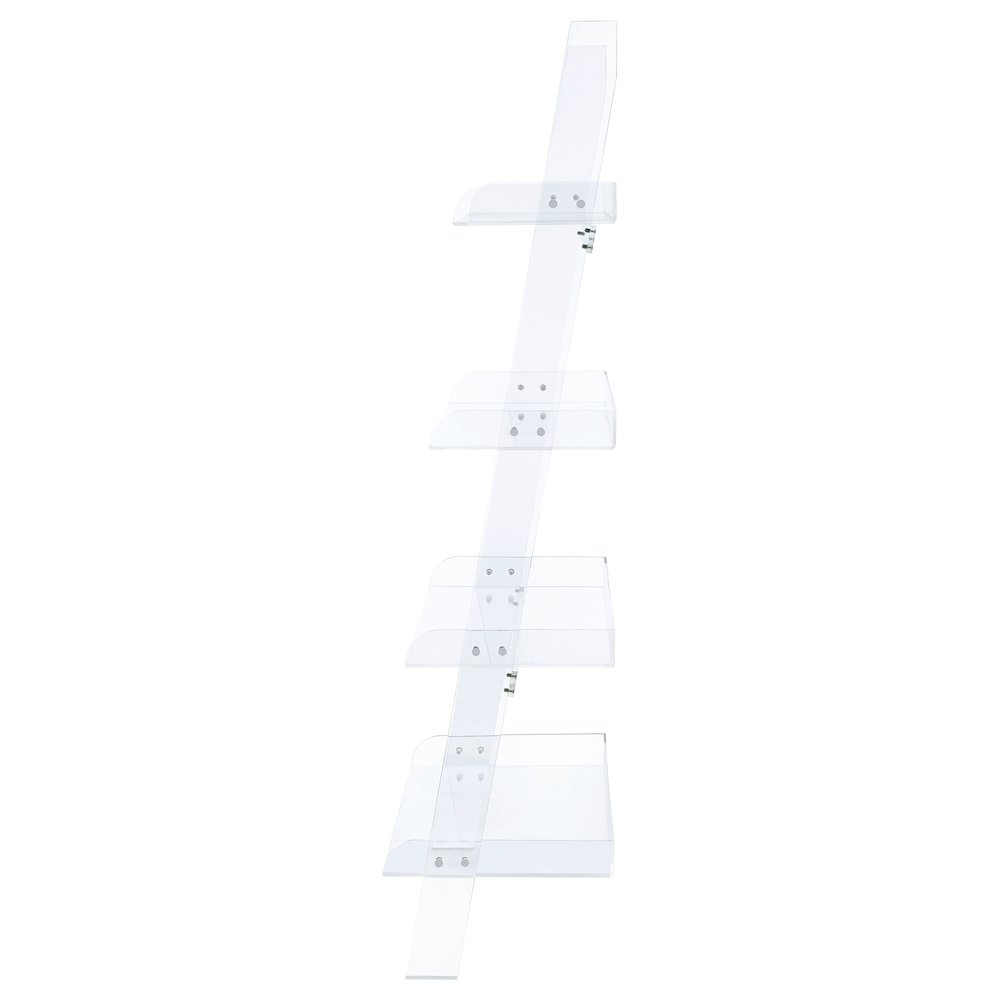 Amaturo 72-inch 4-shelf Acrylic Ladder Bookshelf Clear - Coaster Co. of America