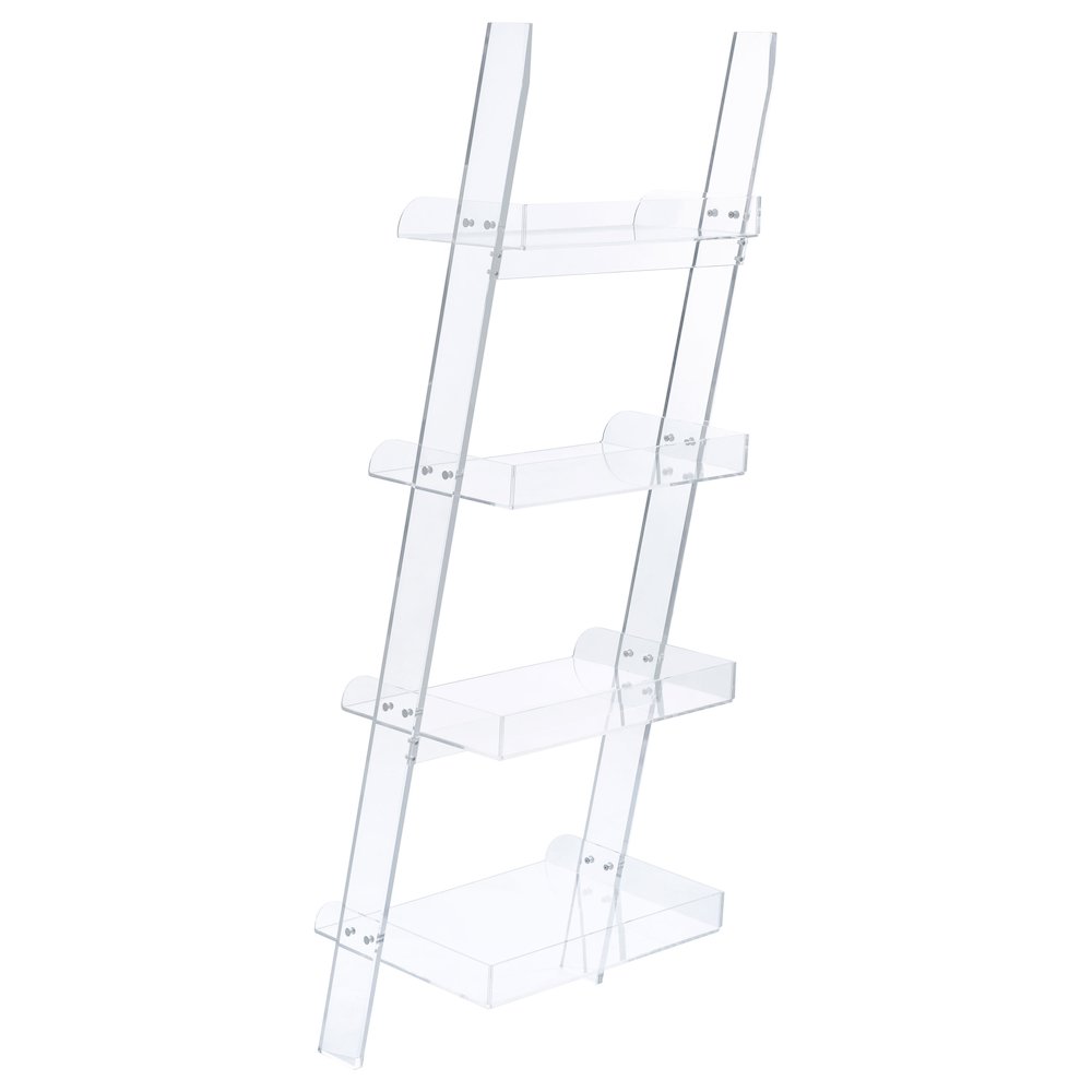 Amaturo 72-inch 4-shelf Acrylic Ladder Bookshelf Clear - Coaster Co. of America