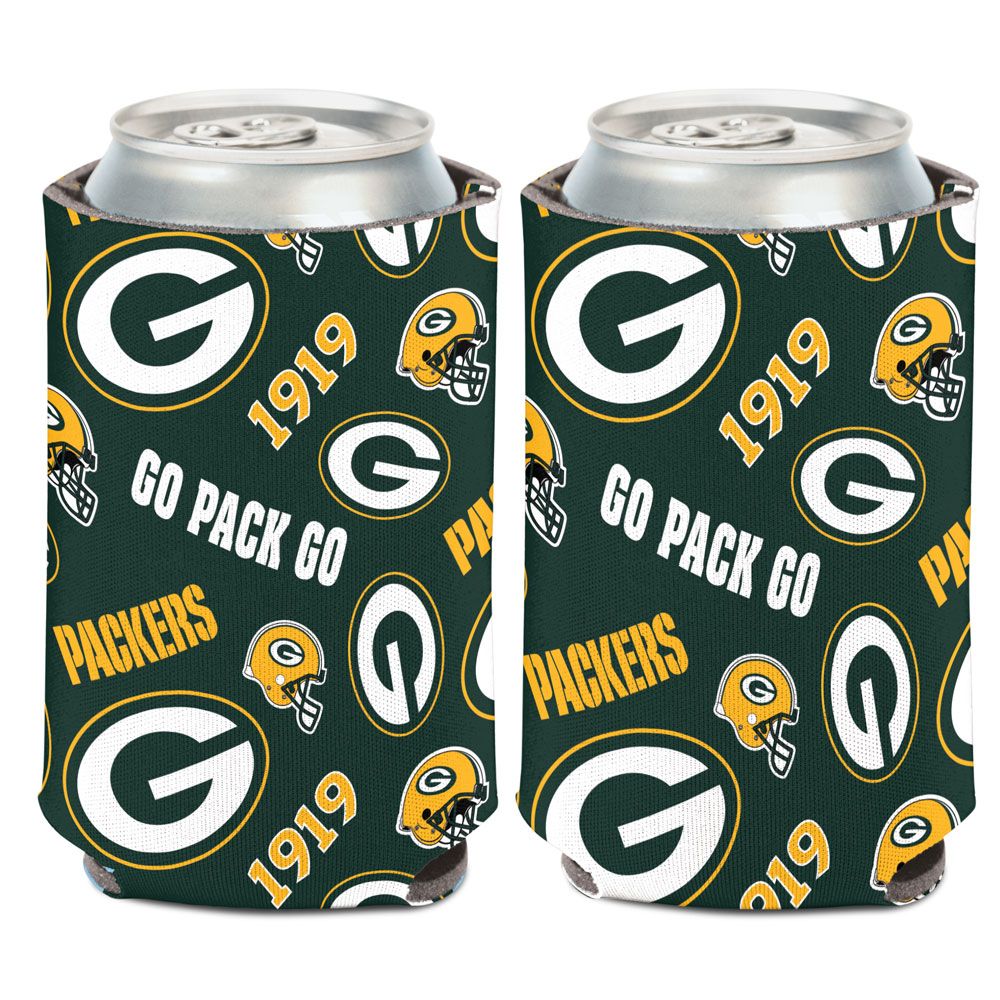 Green Bay Packers Can Cooler Scatterprint Design - WinCraft