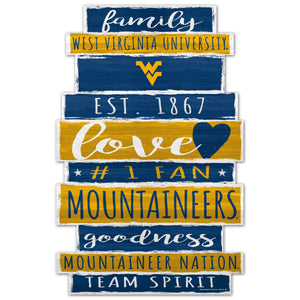 West Virginia Mountaineers Sign 11x17 Wood Family Word - WinCraft