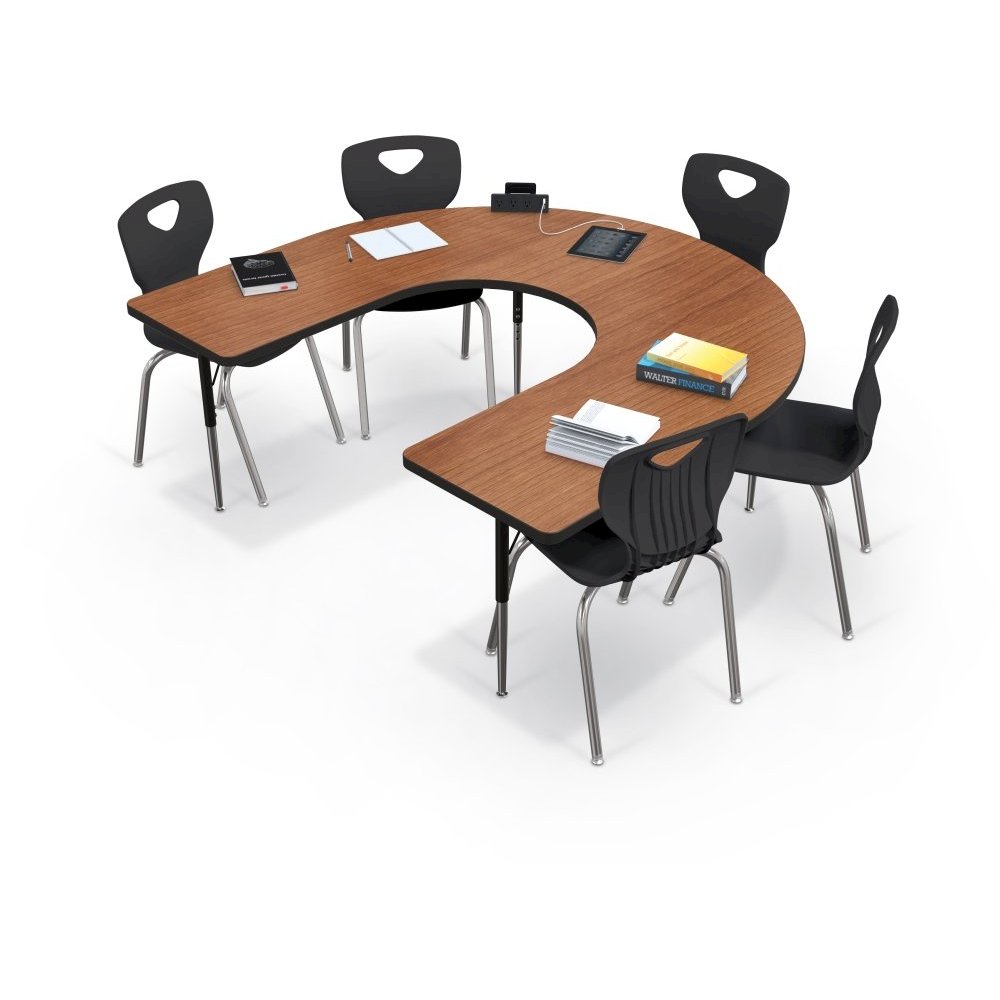 Activity Table - Horseshoe - Fusion Maple Top Surface - Black Edgeband - BALT