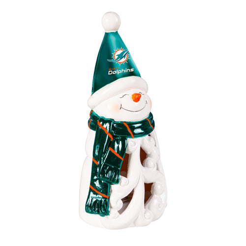 Miami Dolphins Statue 8 Inch LED Snowman - Evergreen Enterprises