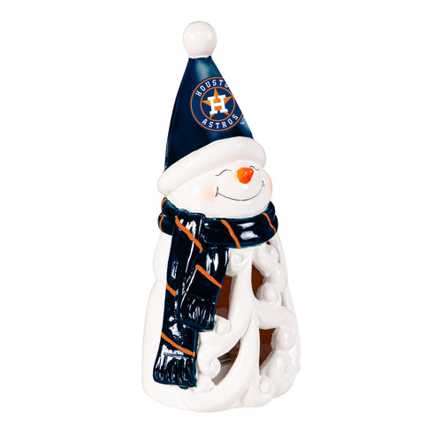 Houston Astros Statue 8 Inch LED Snowman - Evergreen Enterprises