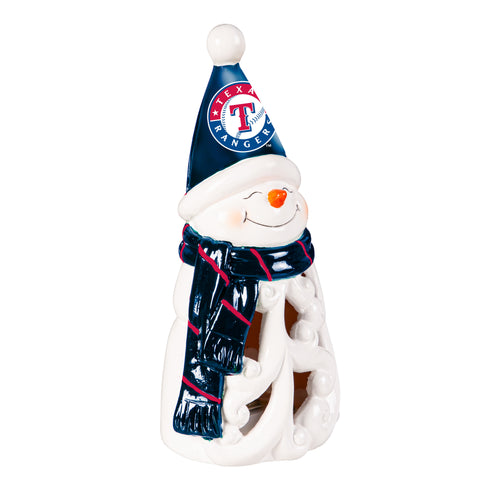 Texas Rangers Statue 8 Inch LED Snowman - Evergreen Enterprises